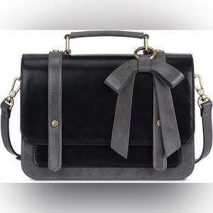 ECOSUSI small vintage style crossbody bag with detachable bow